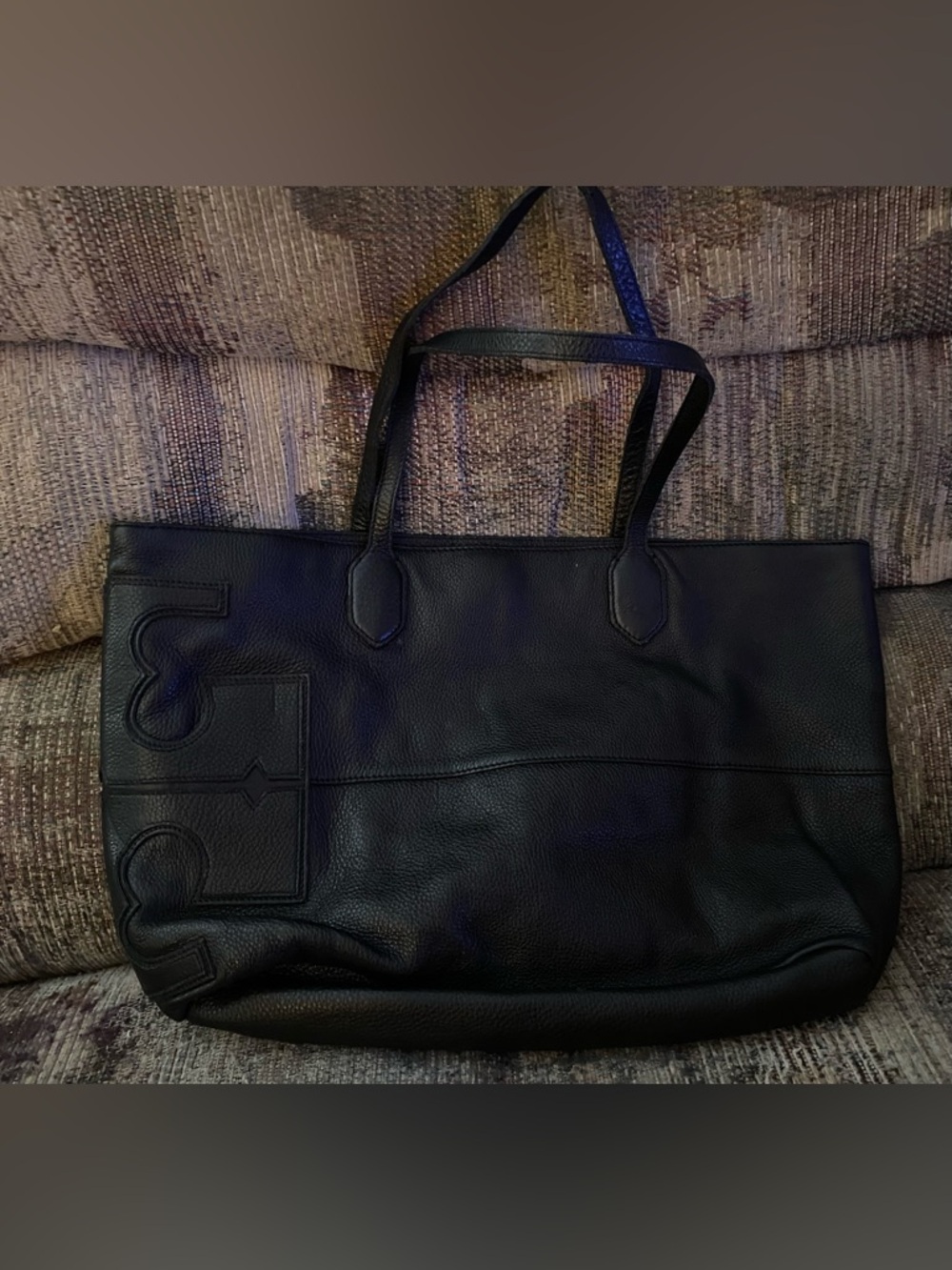 Tory Burch Black Leather Tote.